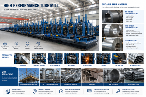 Double Radius Forming Rollers Tube Mill Machine ZY16 Φ8-18mm HF Welded Pipe